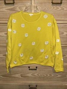 Lisa Todd Pullover gelb bestickt weiß Blumen Größe Small - Bild 1 von 3