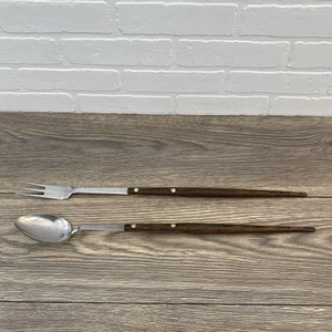 Vintage Robeson Shur Edge Fork Spoon 21" Mid Century Teak BBQ Utensil Set MCM - Picture 1 of 8