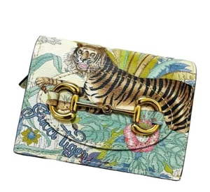 Super Rare GUCCI Horsebit 1955 Tiger Bi-fold Bifold Wallet Used VGC Beautiful - Picture 1 of 10