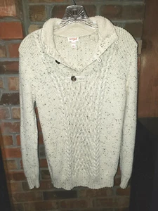 Cat & Jack-Lg (10-12)-Ivory with Black Speckled Cable Knit Sweater - Picture 1 of 10