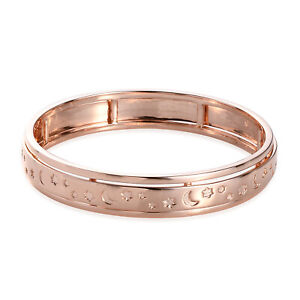 Women 14K Rose Gold Plated Spinner Bangle Cuff Bracelet Gift Size 7.25"