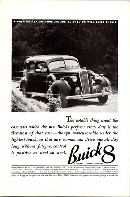 PRINT AD 1936 Buick 8 Performance Ease Firmness 6.75 x 10 - Image 1 of 3