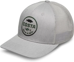 NEW COSTA DEL MAR MESH ADJUSTABLE CAP HAT GRAY W/GREEN BASS INSIGNIA HAT - Picture 1 of 1