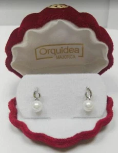 Pendientes Perlas Orquidea 61368 Plata rodiada.-Perla bca 7 mm-Cierre presión - Imagen 1 de 3