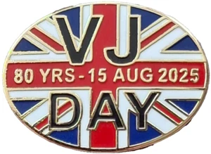 VJ Day Victory in Japan 80 Years Commemorative Oval Pin Badge - Picture 1 of 8