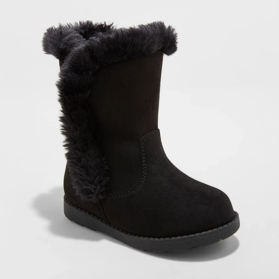NWT Toddler Girls' Katrina Fleece Fashion Boots - Cat & Jack- Black 7 - Image 1 of 3