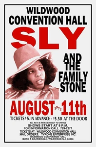 SLY & THE FAMILY STONE 1972 Wildwood NJ CONVENTION HALL GIG CONCERT POSTER - Picture 1 of 4