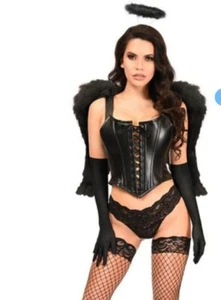 Lavish 4 PC Faux Leather Dark Angel Corset Costume - Picture 1 of 3