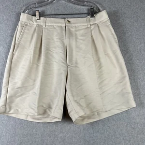 Greg Norman Shorts Mens 38 Golf Beige Pleated Front Polyester Blend - Picture 1 of 8