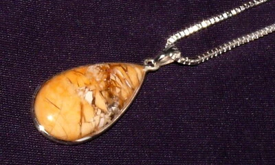 Halskette, Anhänger Silber, Mookaite Jaspis, Kette versilbert, 2,5g 31x15x5mm - Bild 1 von 4