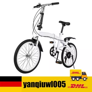 20 Zoll Erwachsene Faltrad Klappfahrrad 6-Gang Klapprad Camping City Bike Wei? - Bild 1 von 24