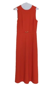 J.CREW Dress Womens 2T Orange Sleeveless Tall Italian Stretch Wool Midi Belt - Picture 1 of 6
