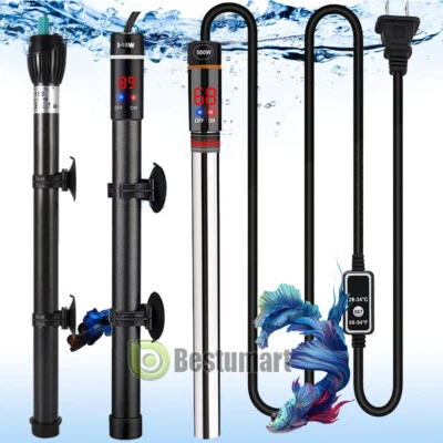 LINEBA Aquarium Heater 500W Anti-Explosion Submersible for Tropical Fish Tank 5-100 gal