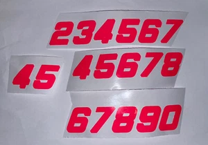 Fluorescent Pink Vinyl Number Decals R/c Lexan 0 & 2-9 R/c Vinyl  Stickers BxL2 - Picture 1 of 7