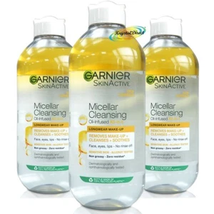 3x Garnier Micellar Cleansing Water OIL INFUSED Longwear Make Up Remover 400ml - Picture 1 of 2