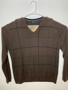NAUTICA Brown Classic V-Neck Jumper Mens XL - Picture 1 of 4