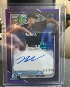 2024 Bowman Chrome - #BMA-NM Noble Meyer Purple Mega Mojo Autograph /199 Marlins - Picture 1 of 2