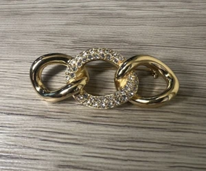 VINTAGE CHRISTIAN DIOR CHAIN LINK BROOCH RHINESTONE GOLD TONE EUC - Picture 1 of 11