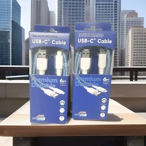 2 X USB-C Cable Premium Durable 6ft Charger Cables - Picture 1 of 6