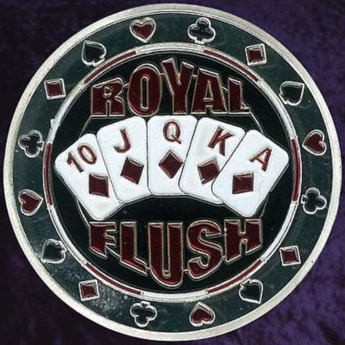 Card Guard Silver "Royal Flush" - Poker Texas Hold'em - Metallo - Lucky Coin - Immagine 1 di 1
