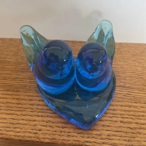 Cobalt Double Bluebird of Happiness Heart Base Signed Leo Ward 1993 - Picture 1 of 12