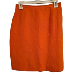 Vtg Harve Benard Woman's Linen Pencil Skirt Orange in Size 8P Lined Slit EUC - Picture 1 of 5