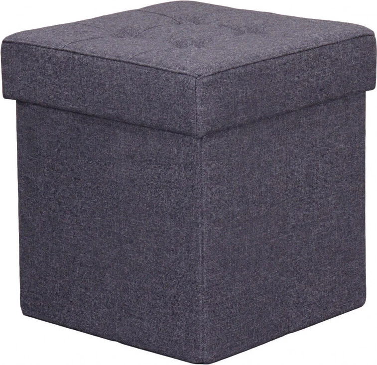 DecHome Pouf Contenitore Quadrato in Stoffa 38x40x38 cm Grigio Scuro CL805056