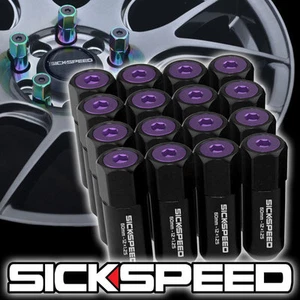 SICKSPEED 16 PC BLACK/PURPLE CAPS ALUMINUM 60MM LUG NUTS KAWASAKI TERYX MULE N29 - Picture 1 of 1