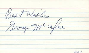 George McAfee Football HOF Signed 3x5 Index Card - Imagen 1 de 1
