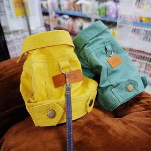 Spring Summer Denim Dog Coat Jacket with D Leash Ring for Small to Medium Dog... - Picture 1 of 16