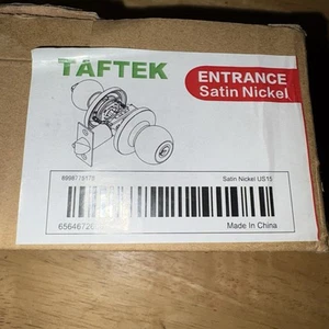 CERRADURA Y PERILLAS DE PUERTA DE ENTRADA DE NÍQUEL SATINADO TAFTEK - Imagen 1 de 2