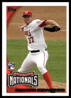 Camiseta deportiva Topps #661D Stephen Strasburg 2010 UPD/blanca brazo trasero radiocontrol Foto 1 de 2