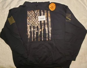 Grunt Style Hoodie 2XL Black Pullover American Flag USA Realtree Edge Rifle NEW - Picture 1 of 6