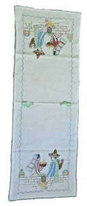  Vintage Embroidered Senor Senorita Fiesta Theme 41" x 15" Table Runner   - Picture 1 of 6