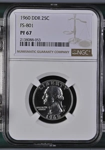 1960 Washington Quarter DDR FS 801 NGC PF67 Brilliant White PR67 RARE - Picture 1 of 2