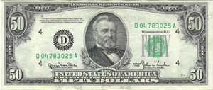 $50 1950 Small Size Federal Reserve Note 2107-D - Picture 1 of 2