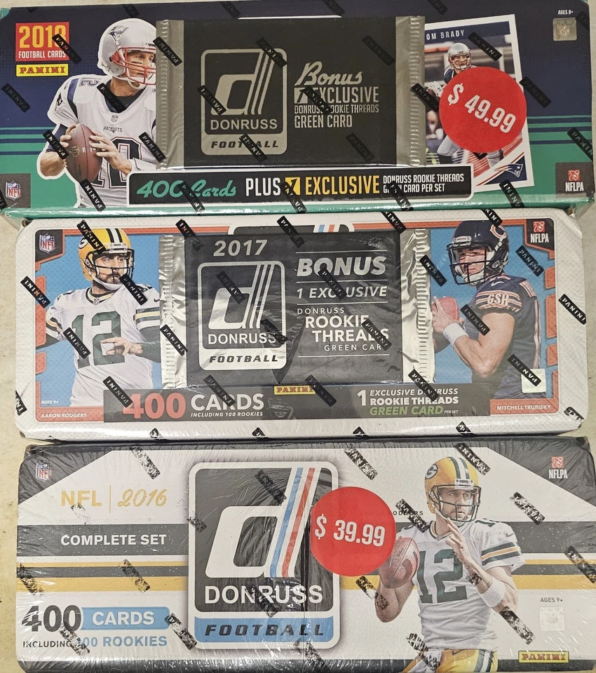 2016 2017 2018 Donruss Football Factory Set Lote de 3 juegos sellado Mahomes Allen Foto 1 de 1