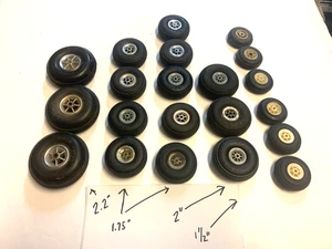 Lot Of 21 Rubber  Wheels R/c Model Airplanes 1.5" 2"  1.75" 2.2" MIP Dubro + KBK - Picture 1 of 6