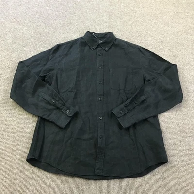 Club Monaco Shirt Mens Medium Black Pure Linen Slim Fit Long Sleeve Button Up - Image 1 of 4
