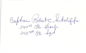 Robert Sutcliffe Signed Index Card WWII Ace O&E - Picture 1 of 1