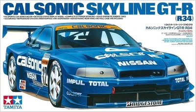 TAMIYA 1:24 CALSONIC GT-R (R34) NISSAN SKYLINE GT kit modellino auto da corsa - Immagine 1 di 3