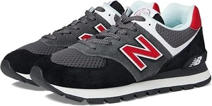 New Balance 574 Rugged ML574DP2 Sneakers Mens 10 Black Red Running Shoes EEE4661 - Picture 1 of 12