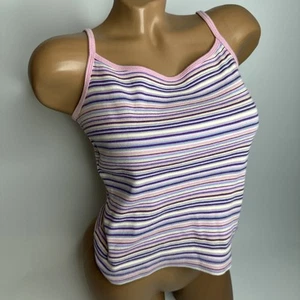 Camiseta de bebé vintage Y2K Giordano a rayas cami top S rosa púrpura pastel coqueta - Imagen 1 de 8