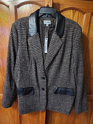 Blazer Steve Madden Chocolate Tweed, XL NUEVO CON ETIQUETAS Foto 1 de 4