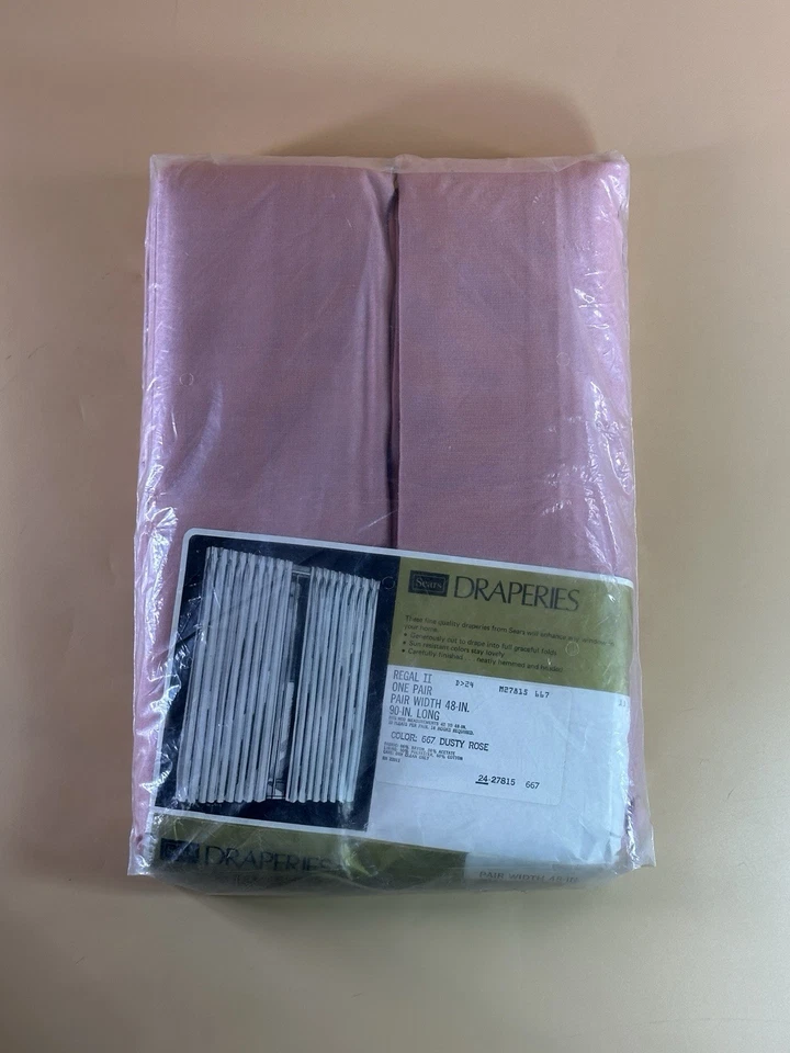 1 Par de Cortinas Sears Regal II 48x90" Rosa Polvorienta Vintage No Perfectas Foto 1 de 4