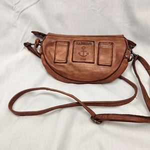Borsa a tracolla Harbour 2nd Cognac Moon in vera pelle pochette cintura marsupio in ottime condizioni - Foto 1 di 9