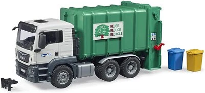 Bruder 03763 Man TGS Rear Loading Garbage Truck - Green - Image 1 of 4