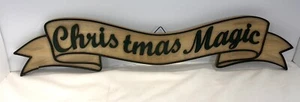 Vintage Hand Carved Wooden Christmas Magic Sign or Banner - Picture 1 of 4