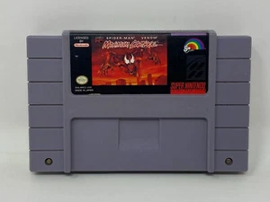 SNES Super Nintendo - Spider-Man Venom Maximum Carnage (Gray Cart) Tested - Picture 1 of 3