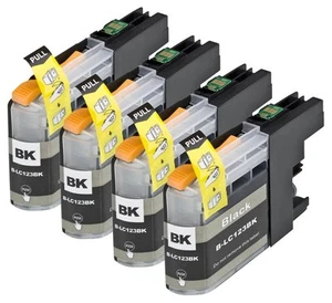 4 Black ink cartridges fits Brother LC123 replacements High quality chipped  - Picture 1 of 1